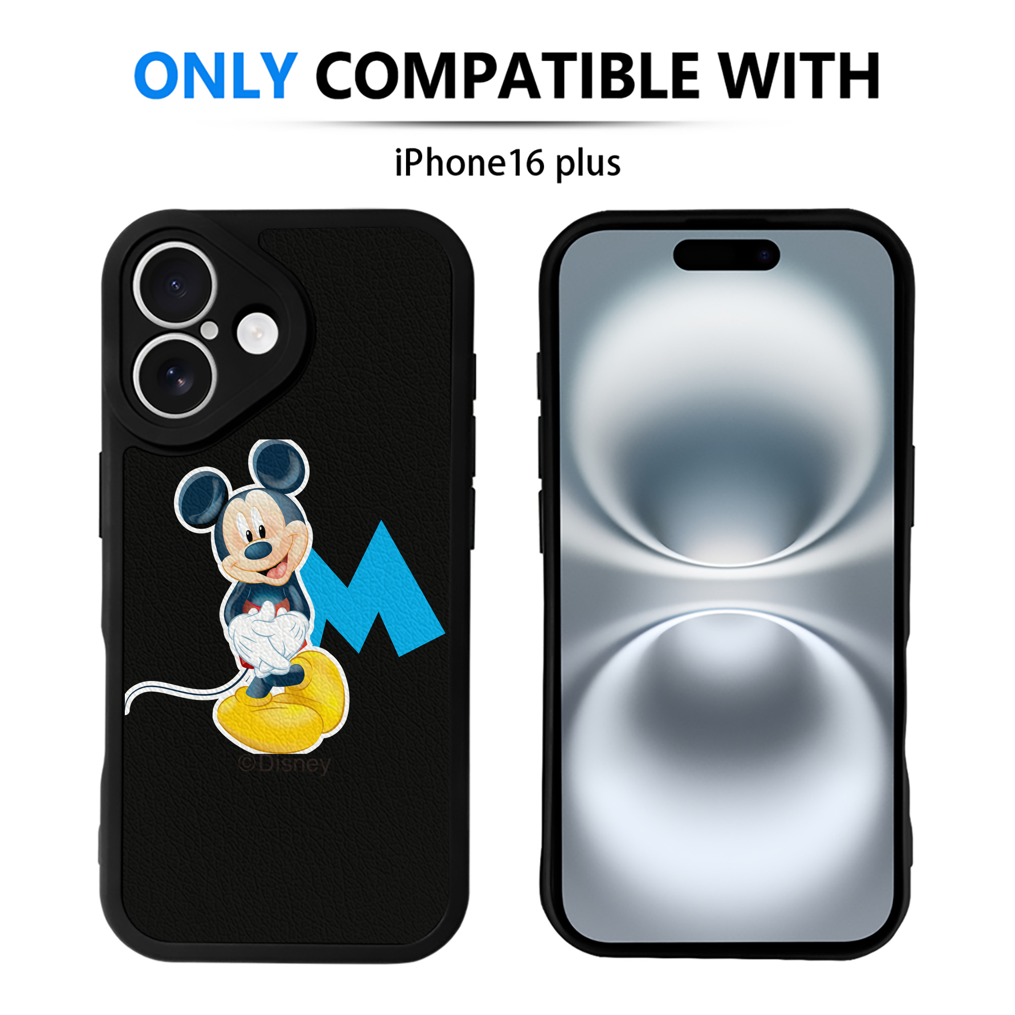 （画像用） ミッキーマウス Mickey Mouse 【iPhone 16シリーズ対応】シリコンスマホケース（レザー調） 材質：シリコン